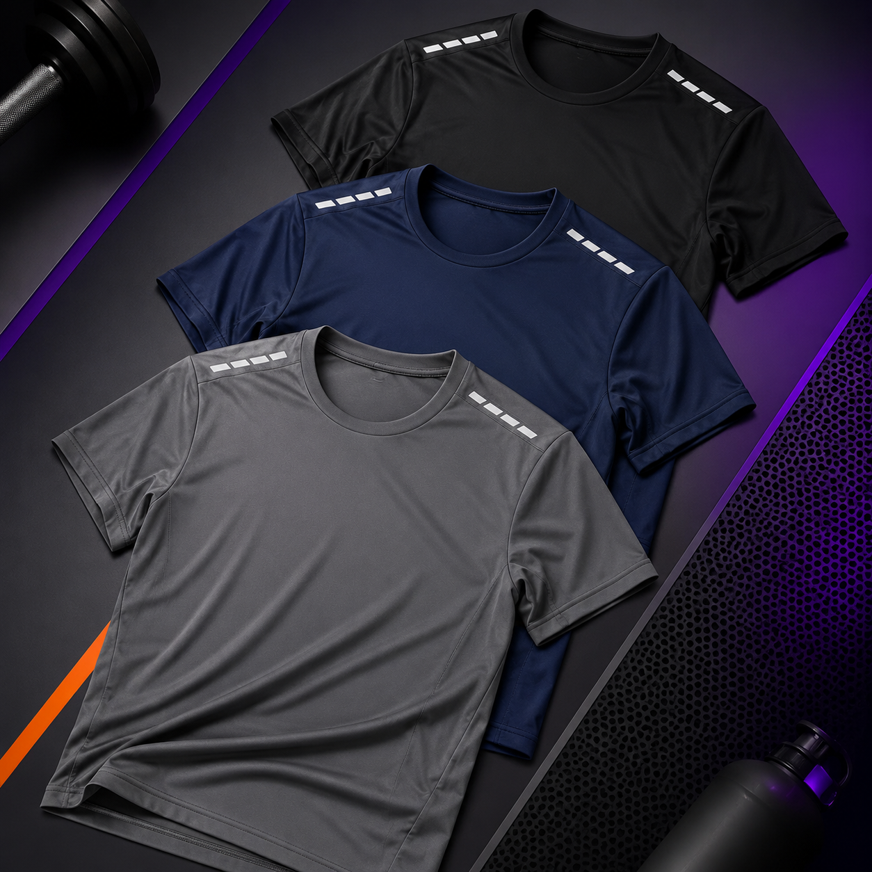 Kit de 3 Camisetas Deportivas para Hombre | Transpirables y de Secado Rápido
